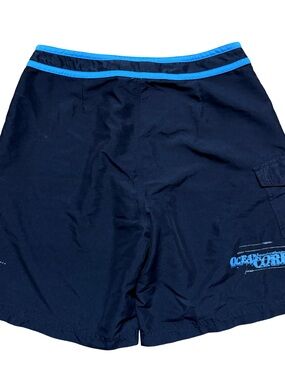 Vintage Y2K Ocean Core Surfwear Lightweight Black Board Surf Shorts Size 34